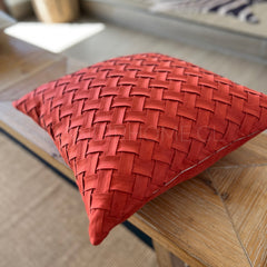 ¡Quedan 2! Funda Cojín Gamuza Entrelazado Naranjo Cuadrada