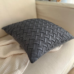 ¡Quedan 4! Funda Cojín Gamuza Entrelazado Gris Acero Cuadrada
