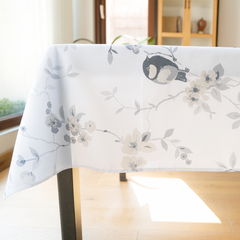 Mantel Rectangular Pajaritos Gris/ Repelente a Líquidos Resistente a Manchas 140x220 cms