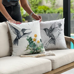 Funda de Cojín Estampada Grafito Color Colibrí