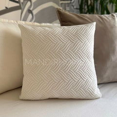 ¡Quedan 2! Funda de Cojín Terciopelo Costuras Trenza Blanco Invierno Cuadrada