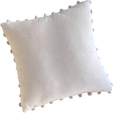 Funda de Cojín Velvet Pompón Crudo