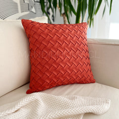 ¡Quedan 2! Funda Cojín Gamuza Entrelazado Naranjo Cuadrada