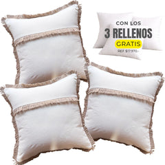 3 FUNDAS LINO YUTE FLECO + RELLENOS