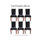 Pack 6 Fundas de Silla Negro/ Confección Nacional