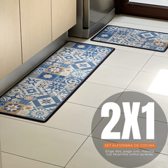 ¡NEW! Set Alfombras de Cocina Azul Estrella Antideslizante y Absorbente