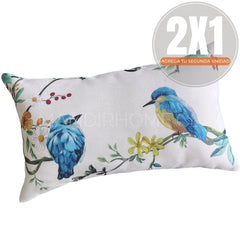 Fundas de Cojín Estampadas Pareja Pajaritos Rectangular Interior y Exterior | Mandir Home