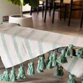 Piecera 2p/King Algodón Borlas Doble Menta 210x70cms