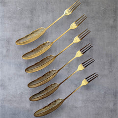 Tenedor Cóctel/ Picoteo Pluma Dorado