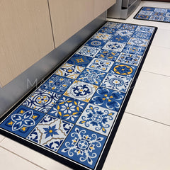 Set Alfombras de Cocina Marina Azul Antideslizante y Absorbente | Anticharcos y Lavables