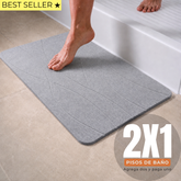 Alfombra de baño de diatomita Gris Olas secado rápido 60x40 cm | Antibacterial y original