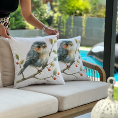 Fundas de Cojín Estampadas Petirrojo Azul Interior y Exterior | Mandir Home