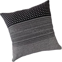 Funda de Cojín Boho Trama Negro Tejido Cuadrado 50x50cms