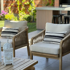 Funda de Cojín Boho Marsella Negro Tejido Rectangular