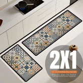 ¡NEW! Set Alfombras de Cocina Terracota Boho Antideslizante y Absorbente