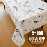 Mantel antimanchas Pajaritos Gris | lavable y sin plancha