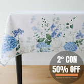 Mantel antimanchas Hortensias | lavable y sin plancha