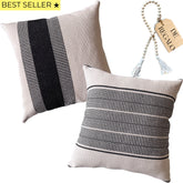 SET 2 FUNDAS TRAMA NEGRO 50X50CMS + REGALO