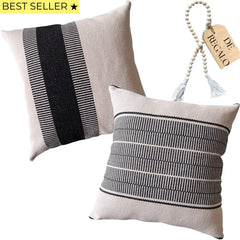 SET 2 FUNDAS TRAMA NEGRO 50X50CMS + REGALO