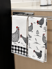 Mantel Antimanchas Gallinas 140x220 cm + 2 Paños de Cocina de Regalo