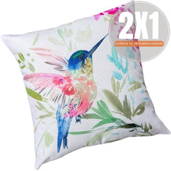 Fundas de Cojín Estampadas Colibrí Multicolor Interior y Exterior | Mandir Home