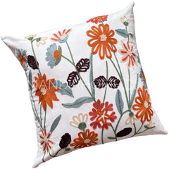 Funda de Cojín Bordada Jardin Tierra Cálido 45x45cms