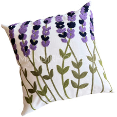 Funda de Cojín Bordado Lavandas Cuadrado