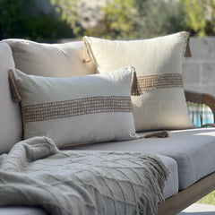 Funda Bohemia Franja Tejida Rústico Yute Cuadrada