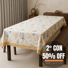 Mantel antimanchas Mariposas Beige | lavable y sin plancha