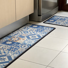 Set Alfombras de Cocina Azul Estrella Antideslizante y Absorbente | Anticharcos y Lavables