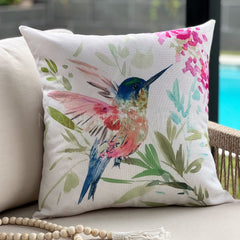 Funda de Cojín Estampada Multicolor Colibrí