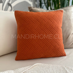 ¡Quedan 2! Funda de Cojín Terciopelo Costuras Trenza Ladrillo Cuadrada
