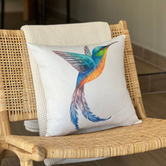 Funda de Cojín Estampada Botánico Colibrí