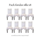 Pack 8 Fundas de Silla Blanco/ Confección Nacional