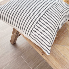 Funda de Cojín Natural Lino Listado Liso Gris 45x45cms