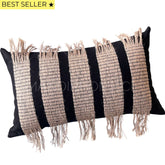 Funda Bohemia Franja Negro y Yute Rectangular