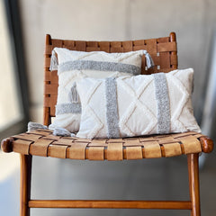 Funda de Cojín Boho Gris Gastón 2 Cuadrada