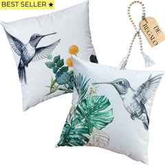 SET 2 FUNDAS ESTAMPADO - COLIBRÍ MONSTERA + CUENTA GRATIS