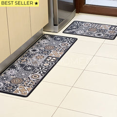 ¡NEW! Set Alfombras de Cocina Café Oscuro Antideslizante y Absorbente