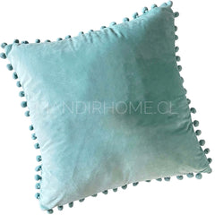 Funda de Cojín Velvet Pompón Menta