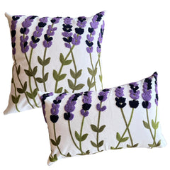 Funda de Cojín Bordado Lavandas Cuadrado