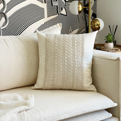 Funda de Cojín Boho Trama Crochet Crudo Cuadrado 50x50cms