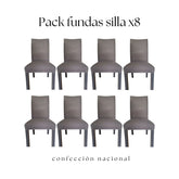 Pack 8 Fundas de Silla Gris/ Confección Nacional