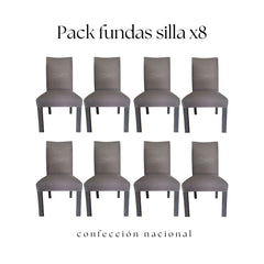 Pack 8 Fundas de Silla Gris/ Confección Nacional