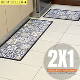 Set Alfombras de Cocina Trigo Antideslizante y Absorbente | Anticharcos y Lavables