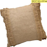 Funda de Cojín Natural Rústico Arpillera Yute Cuadrada