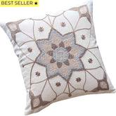 Funda de Cojín Bordado Mandala Beige Cuadrada 45x45cms