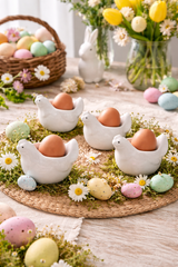 Set de 4 Hueveras de Cerámica Gallina Blanca | Porta Huevos para Desayunos Saludables y Bonitos