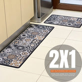 ¡NEW! Set Alfombras de Cocina Café Oscuro Antideslizante y Absorbente