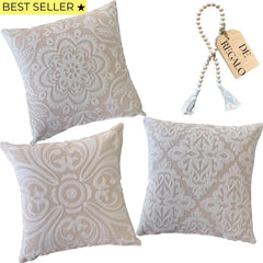 SET 3 FUNDAS DE COJÍN BORDADAS LAS 3 MARÍAS + CUENTA DECORATIVA DE REGALO